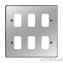 Hager Sollysta Grid Plate 6 Gang (3x2) Polished Steel