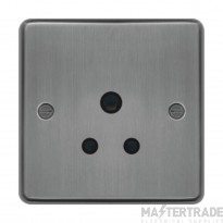 Hager Sollysta Socket 1 Gang Unswitched Round Pin c/w Black Insert 5A Brushed Steel