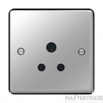 Hager Sollysta Socket 1 Gang Unswitched Round Pin c/w Black Insert 5A Polished Steel
