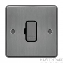 Hager Sollysta Connection Unit Unswitched Fused c/w Black Insert 13A Brushed Steel