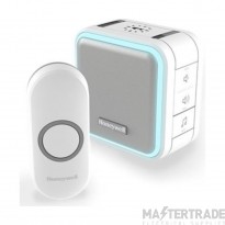 Honeywell Door Chime Kit Wirefree Portable 6 Tunes c/w Halo Light & Sleep Mode 150m 84dB White