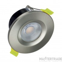 Integral Downlight Fire Rated LED 3000K Dimmable IP65 55Deg Beam Angle c/w Clear Diffuser 8W 800lm 68mm Satin Nickel