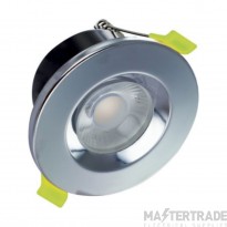 Integral Downlight Fire Rated LED 3000K Dimmable IP65 55Deg Beam Angle c/w Clear Diffuser 8W 800lm 68mm Polished Chrome