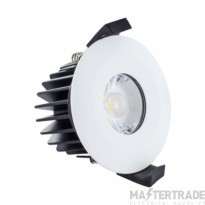Integral Downlight Fire Rated Low Profile LED 3000K Dimmable c/w Bezel 60Deg 8.5W 640lm 70-75mm White