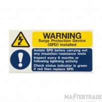 Warning Surge Protection Device Self Adhesive Vinyl Pack=10 100x25mm Yellow/Blue on White