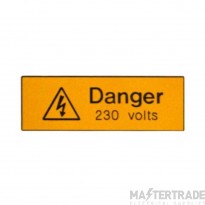 Industrial Signs Label Warning Danger 230V Rigid Engraved Pack=5 75x25mm Yellow/Black