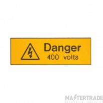 Industrial Signs Label Warning Danger 400V Rigid Engraved Pack=5 75x25mm Yellow/Black
