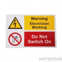 Industrial Signs Label Warning Electrician Working Rigid S/A PVC Pack=1 150x225mm Yellow/Black on White