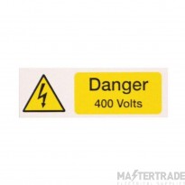 Industrial Signs Label Warning Danger 400V S/A Vinyl Pack=10 75x25mm Yellow/Black on White