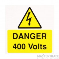 Industrial Signs Label Warning Danger 400V S/A Vinyl Pack=10 75x75mm Yellow/Black on White