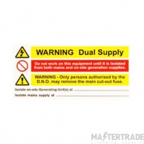 Industrial Signs Label Dual Supply Notice Vinyl Pack=10 130x60mm Yellow/Black/Red on White