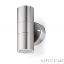 JCC Twin GU10 Stainless Steel Up/Down wall light 7W LED Max, IP44