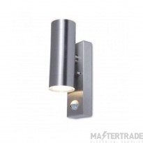 Lutec Grange IP44 Integrated LED Wall Light Stainless Steel 760lm 3000K