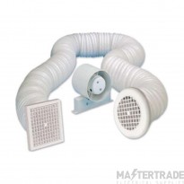 Manrose Kit Fan Axial Shower Timer c/w Ducting/Grille 100mm 4in