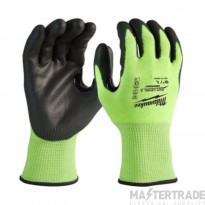 Milwaukee Gloves Hi-Vis Cut Resistant Level 3/C Dipped L Size 9 Black
