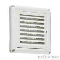 Knightsbridge 100mm Grille Wall Outlet White c/w Fly Screen