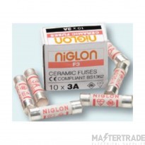 Niglon BS1362 Miniature Ceramic Fuse 10A 25.4x6.3mm Pack=10