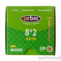 40x50mm Countersunk Twin Thread Wood Screw Pack=200