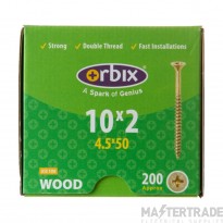 45x50mm Countersunk Twin Thread Wood Screw Pack=200