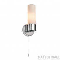 Saxby Pure Wall Light E14 Candle IP44 w/o Lamp c/w Opal Glass Diffuser 40W 80x210x85mm Chrome Plated