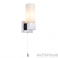 Saxby Square Wall Light E14 Candle IP44 w/o Lamp c/w Opal Glass Diffuser 40W 75x195x80mm Chrome Plated