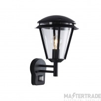 Saxby Inova E27 Wall Lantern IP44 PIR Sensor Black/Clear
