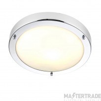 Saxby Portico 300mm E27 Flush Ceiling Light IP44 Chrome/Frosted Glass