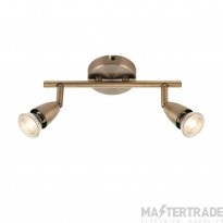 Saxby Amalfi 2 Light GU10 Bar Spotlight Antique Brass w/o Lamp