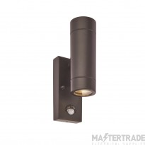 Saxby Palin GU10 Up/Down Wall Light IP44 Matt Black c/w PIR Sensor