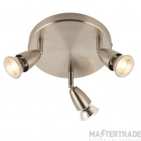 Saxby Amalfi Spotlight Ceiling Plate Adjustable c/w GU10 IP20 3x50W 240V Satin Nickel