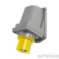 Scame 2P+E IP44/54 16A 110V Angled Appliance Inlet Yellow