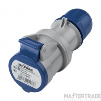 Scame 2P+E 16A 240V IP44 Industrial Connector Blue c/w Gland