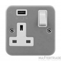Click Essentials CL771U 13A 1 Gang Switched Socket with USB Charging Outlet (2.1A)