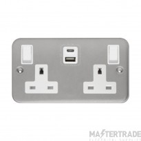 Click Essentials CL786 13A 2 Gang Switched Socket Outlet With Type A & C USB (4.2A) Outlets