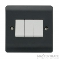 Click Mode Part M Plate Switch 3 Gang 2 Way 10A Anthracite Grey