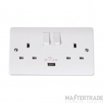 Click Mode CMA770 13A 2 Gang Switched Socket Outlet With Single 2.1A USB Outlet