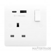 Click Mode CMA785 13A 1 Gang Switched Socket Outlet With Type A & C USB (4A) Outlets