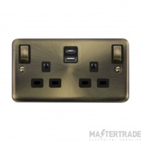 Click Deco Plus DPAB586BK 13A 2 Gang Switched Socket Outlet With Type A & C USB (4.2A) Outlets Antique Brass