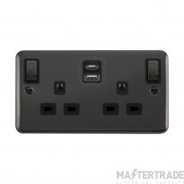 Click Deco Plus DPBN586BK 13A 2 Gang Switched Socket Outlet With Type A & C USB (4.2A) Outlets Black Nickel
