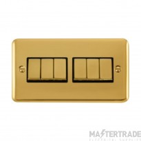 Click Deco Plus DPBR416BK 10AX 6 Gang 2 Way Plate Switch Polished Brass