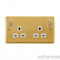 Click Deco Plus DPBR836WH 13A 2 Gang DP Switched Socket Outlet Polished Brass