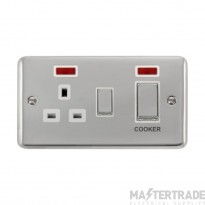 Click Deco Plus DPCH505WH 45A 2 Gang DP Switch With 13A DP Switched Socket Outlet & Neons Chrome