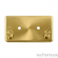 Click Deco Plus DPSB186 2 Gang Unfurnished Dimmer Plate & Knobs (1630W Max) - 2 Apertures Satin Brass