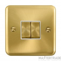 Click Deco Plus DPSB412WH 10AX 2 Gang 2 Way Plate Switch Satin Brass