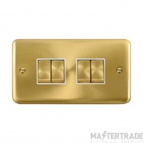 Click Deco Plus DPSB414WH 10AX 4 Gang 2 Way Plate Switch Satin Brass