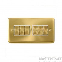 Click Deco Plus DPSB416WH 10AX 6 Gang 2 Way Plate Switch Satin Brass
