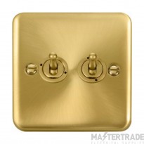 Click Deco Plus DPSB422 10AX 2 Gang 2 Way Toggle Plate Switch Satin Brass
