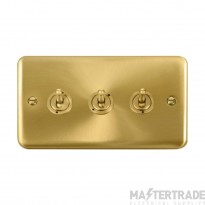 Click Deco Plus DPSB423 10AX 3 Gang 2 Way Toggle Plate Switch Satin Brass