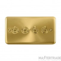 Click Deco Plus DPSB424 10AX 4 Gang 2 Way Toggle Plate Switch Satin Brass