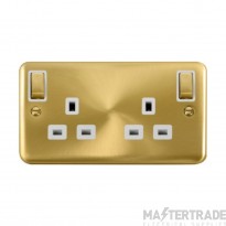 Click Deco Plus DPSB836WH 13A 2 Gang DP Switched Socket Outlet Satin Brass